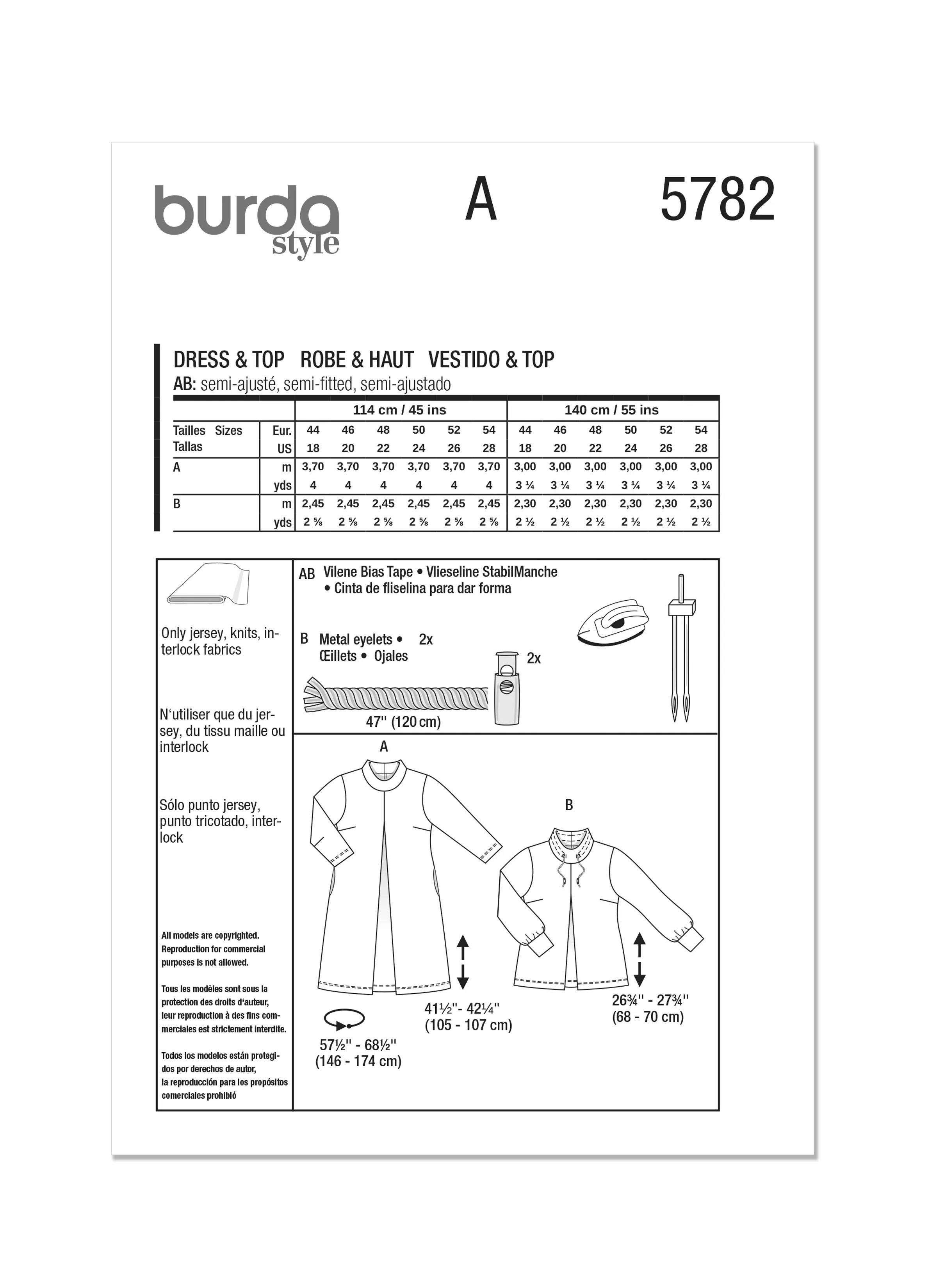 Burda Style Pattern 5782 Misses' Dress and Tunic