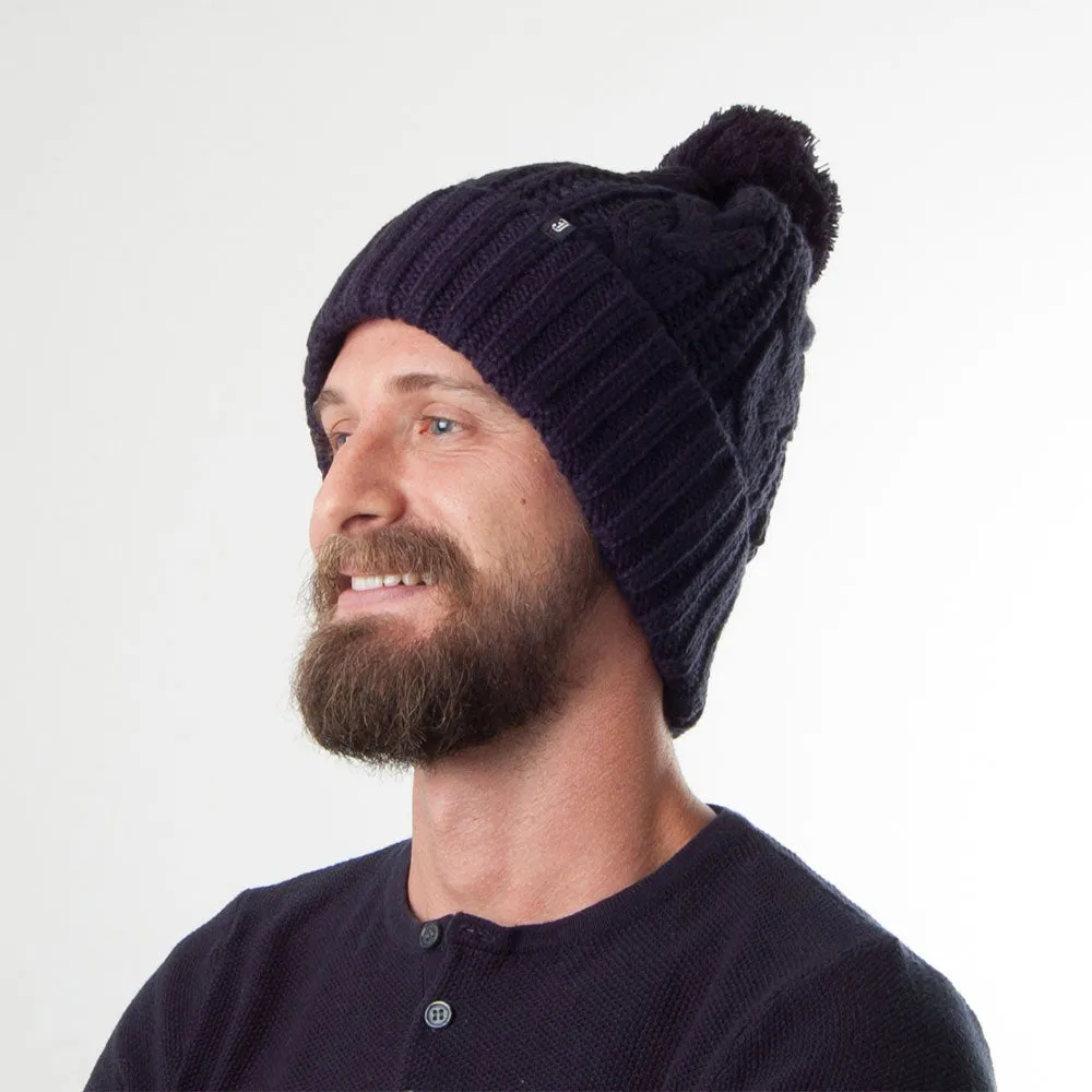 Cable Knit Bobble Hat - Navy Wholesale Pack