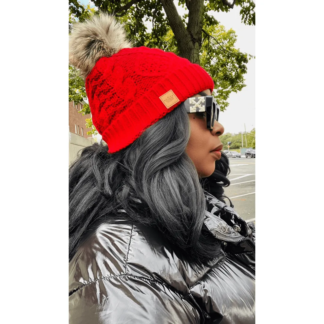 Cable Knit Pom Pom Hat- 3 Colors