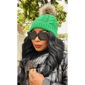 Cable Knit Pom Pom Hat- 3 Colors