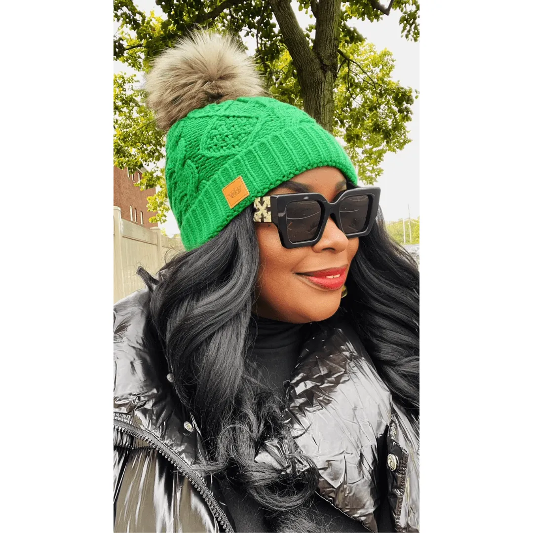 Cable Knit Pom Pom Hat- 3 Colors