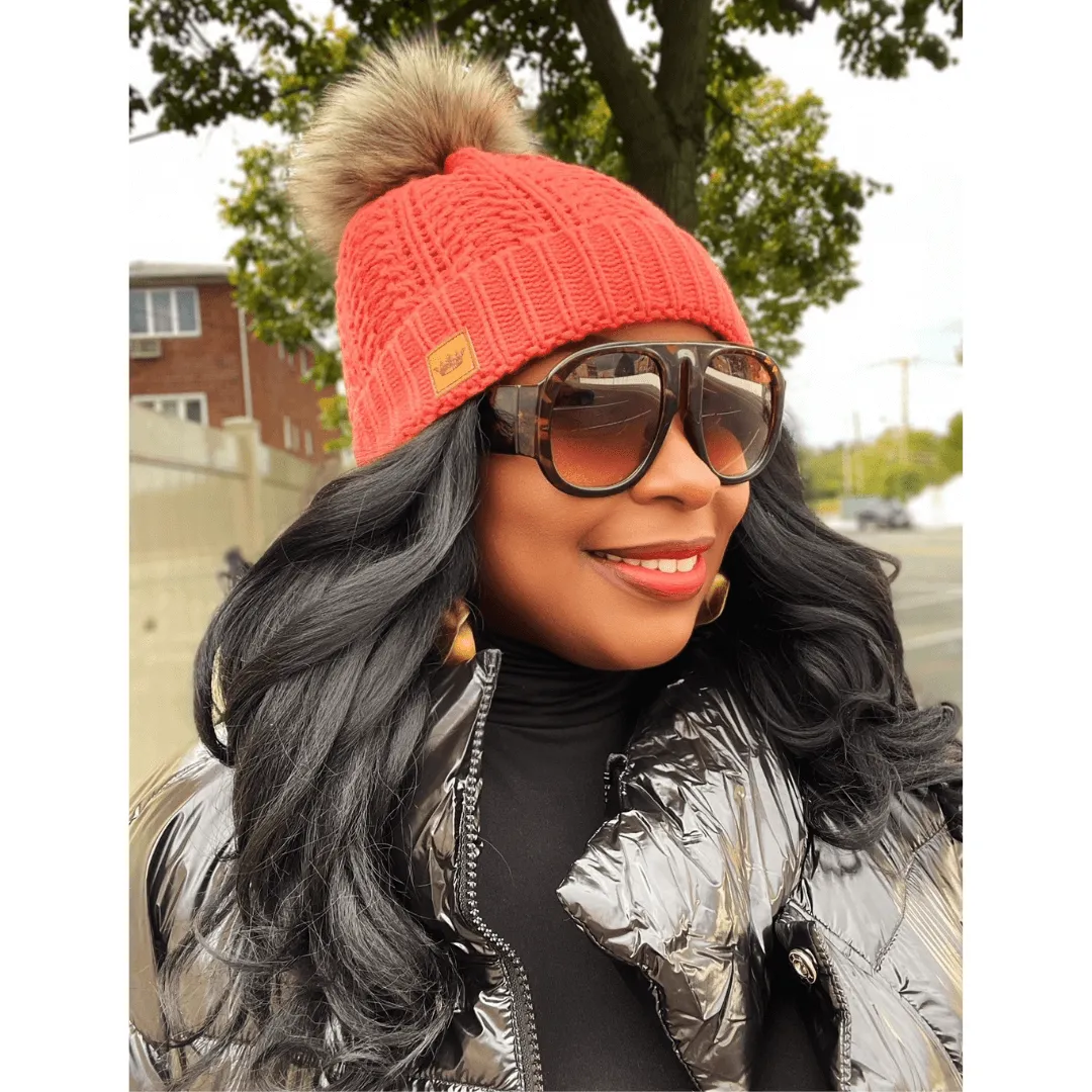 Cable Knit Pom Pom Hat- 3 Colors