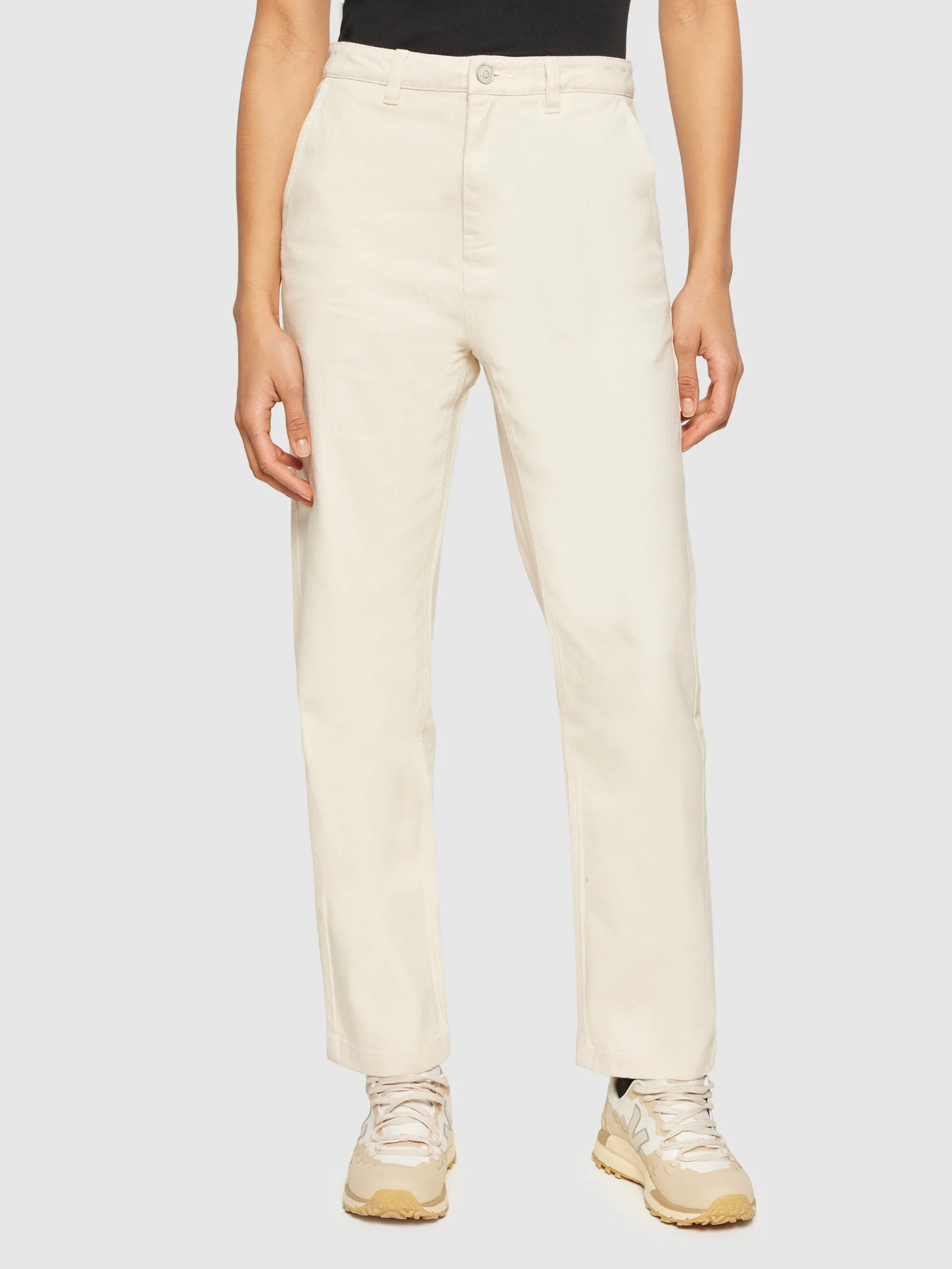 CALLA tapered mid-rise twill workwear pants - GOTS/Vegan - Egret