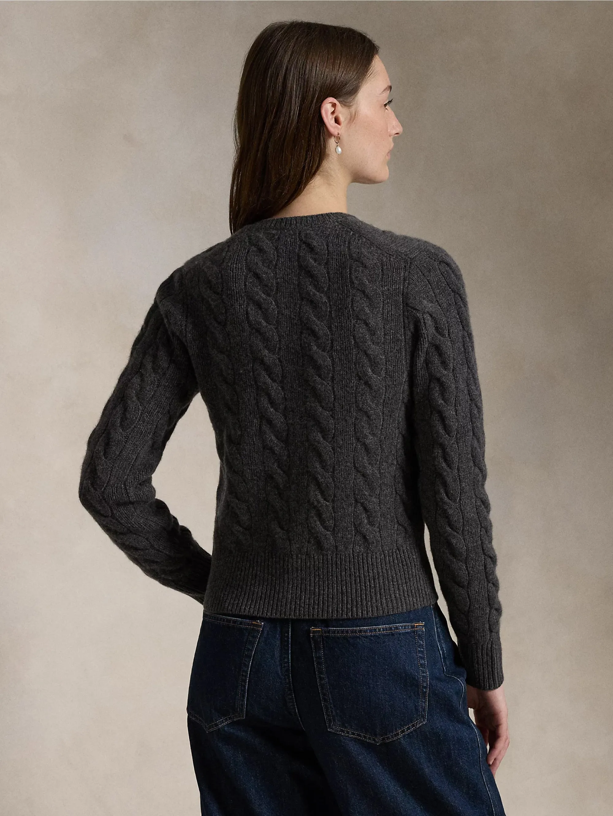 Cardigan a Trecce in Misto Cashmere Grigio