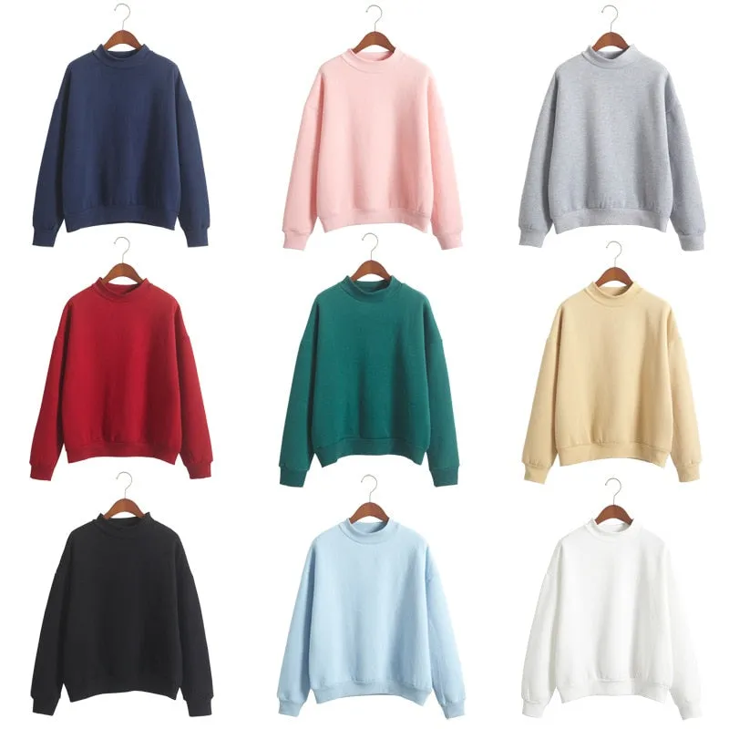 Casual Female Winter Loose Fleece Thick Knit Sweatshirt Hooded Pullover Tops Women Hoodies