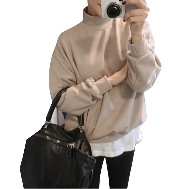 Casual Female Winter Loose Fleece Thick Knit Sweatshirt Hooded Pullover Tops Women Hoodies