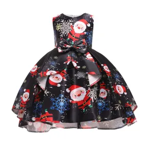 Children's Dress Children's Clothing Snowflake Digital Printing Christmas Cute Sleeveless round Neck Princess Pettiskirt