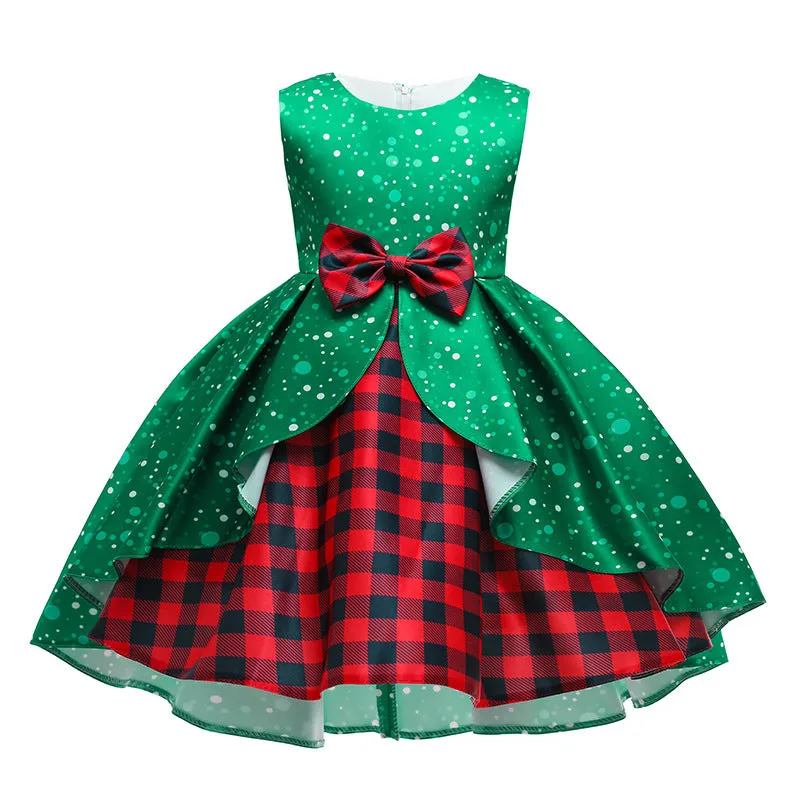 Children's Dress Children's Clothing Snowflake Digital Printing Christmas Cute Sleeveless round Neck Princess Pettiskirt