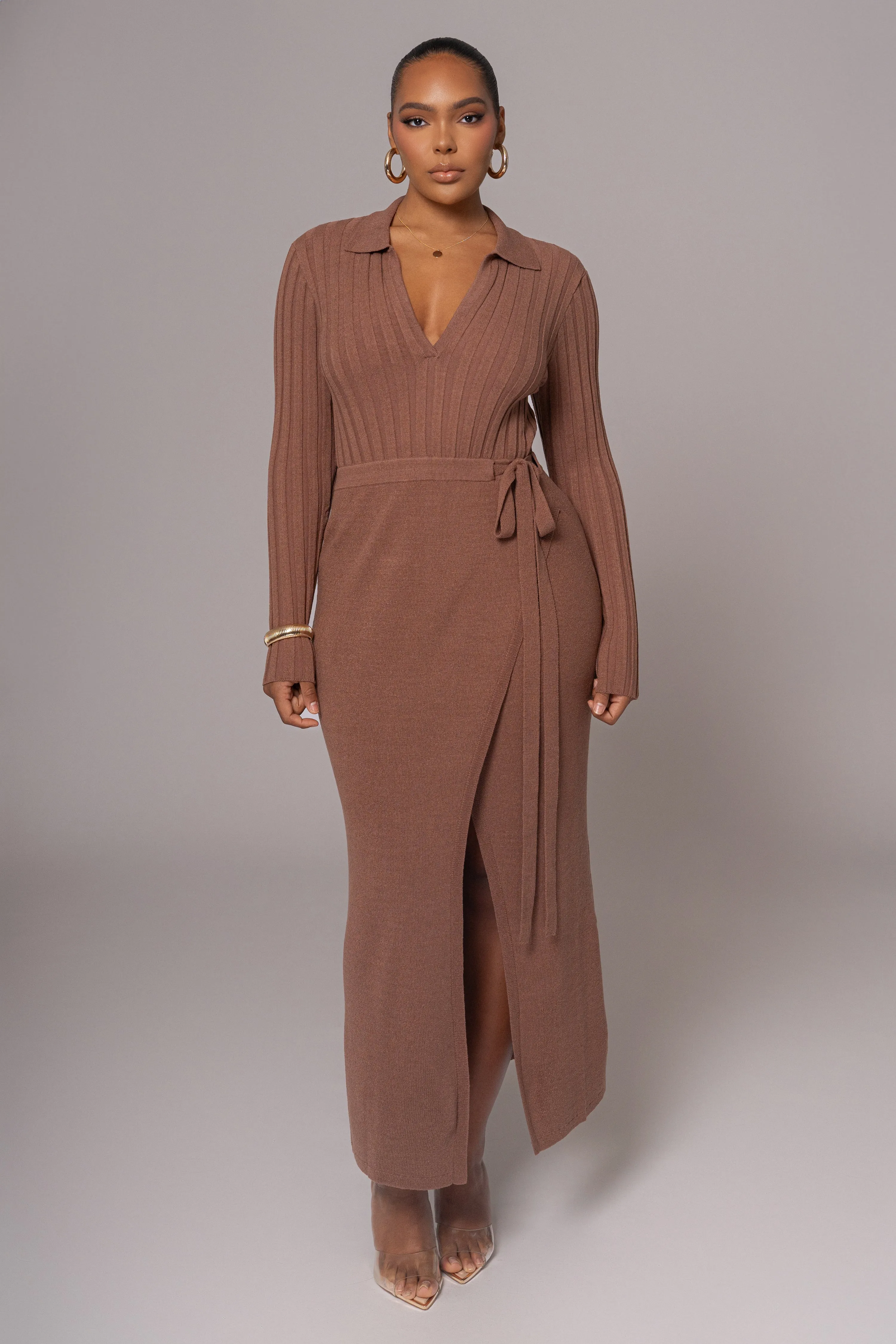 Chocolate Emma Knit Maxi Dress