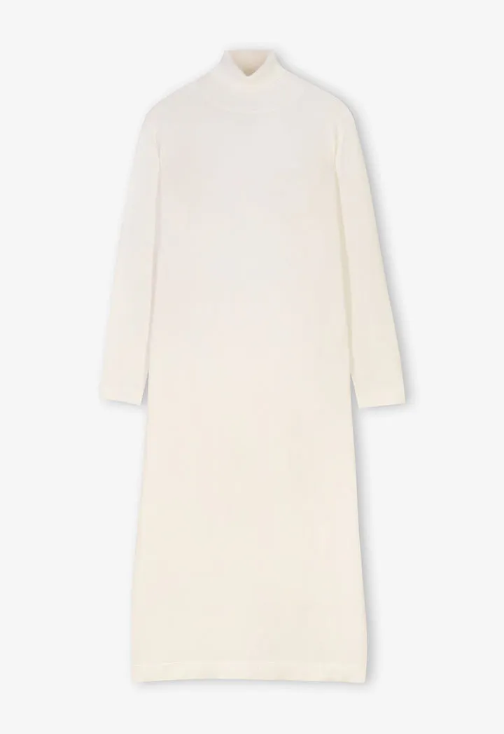 Choice Turtleneck Basic Maxi Dress Off White