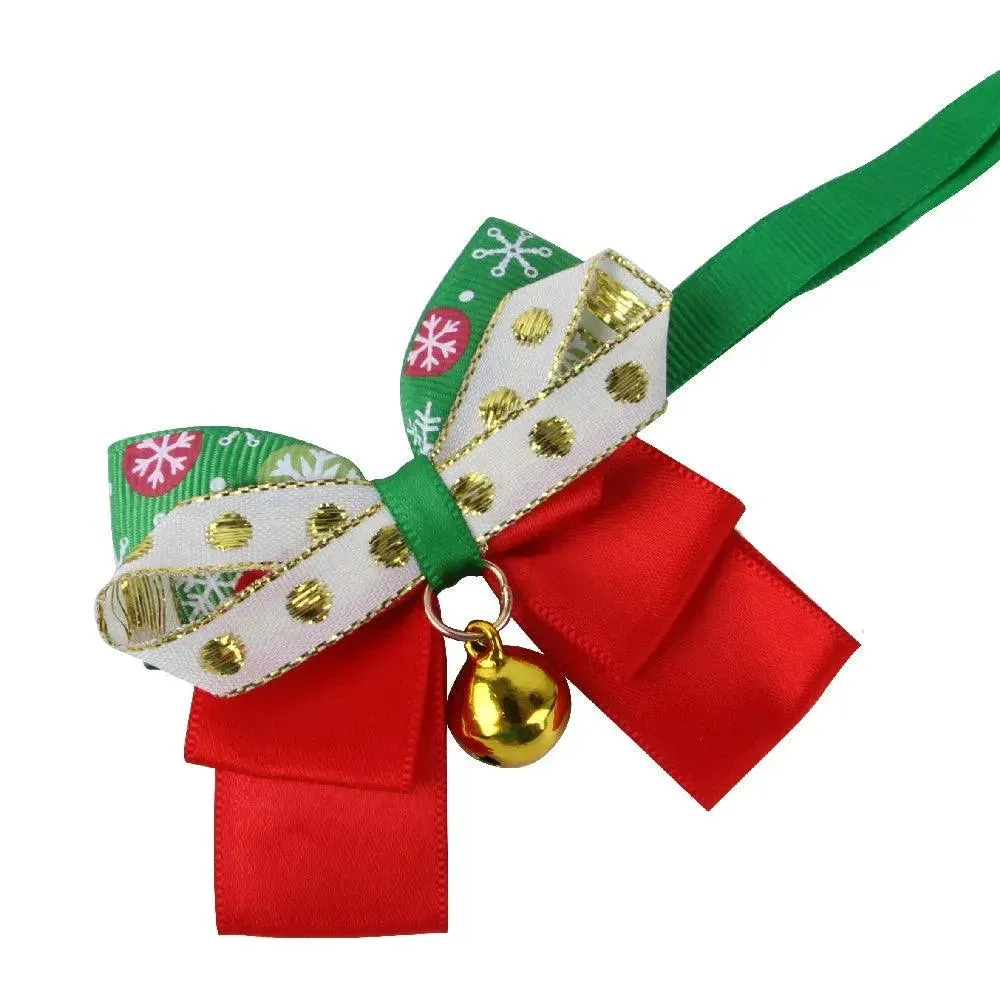 Christmas Bell Tie Snowflake Pet Accessory