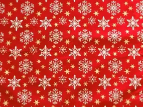 Christmas Snowflakes & Gold Stars - Premium Pure Cotton