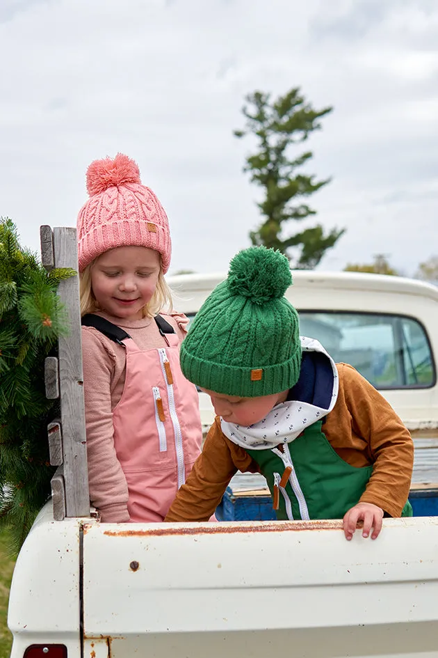 Classic Cable Knit Pom Pom Hat in New England Red