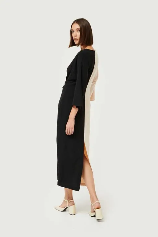 Color Block Long Dress - Black