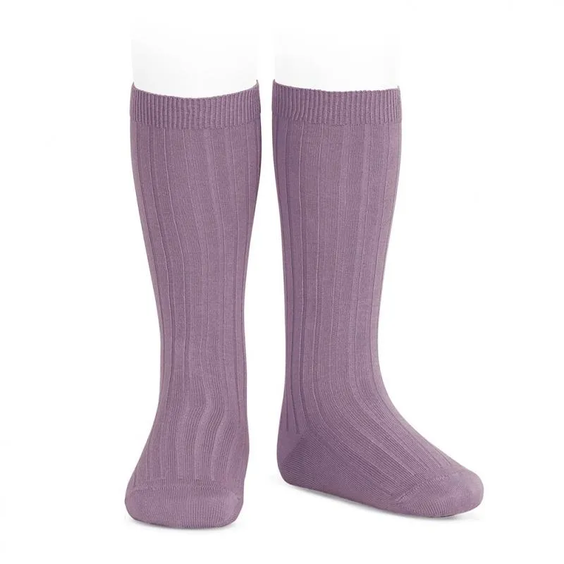 CONDOR - RIB KNEE HIGH SOCK: COLOUR #675 AMATISTA