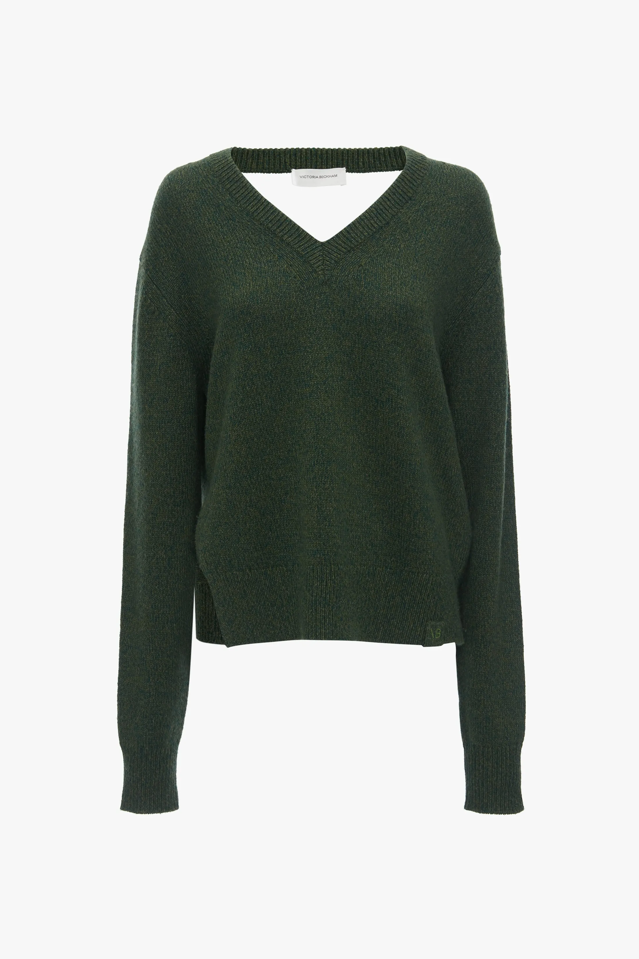 Convertible V-Neck Jumper In Spruce Green