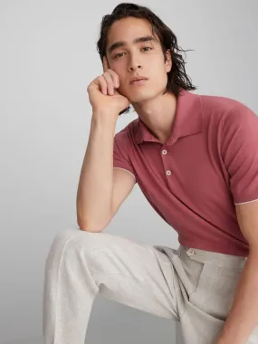 Cotton Lightweight Knit Polo | Mauve