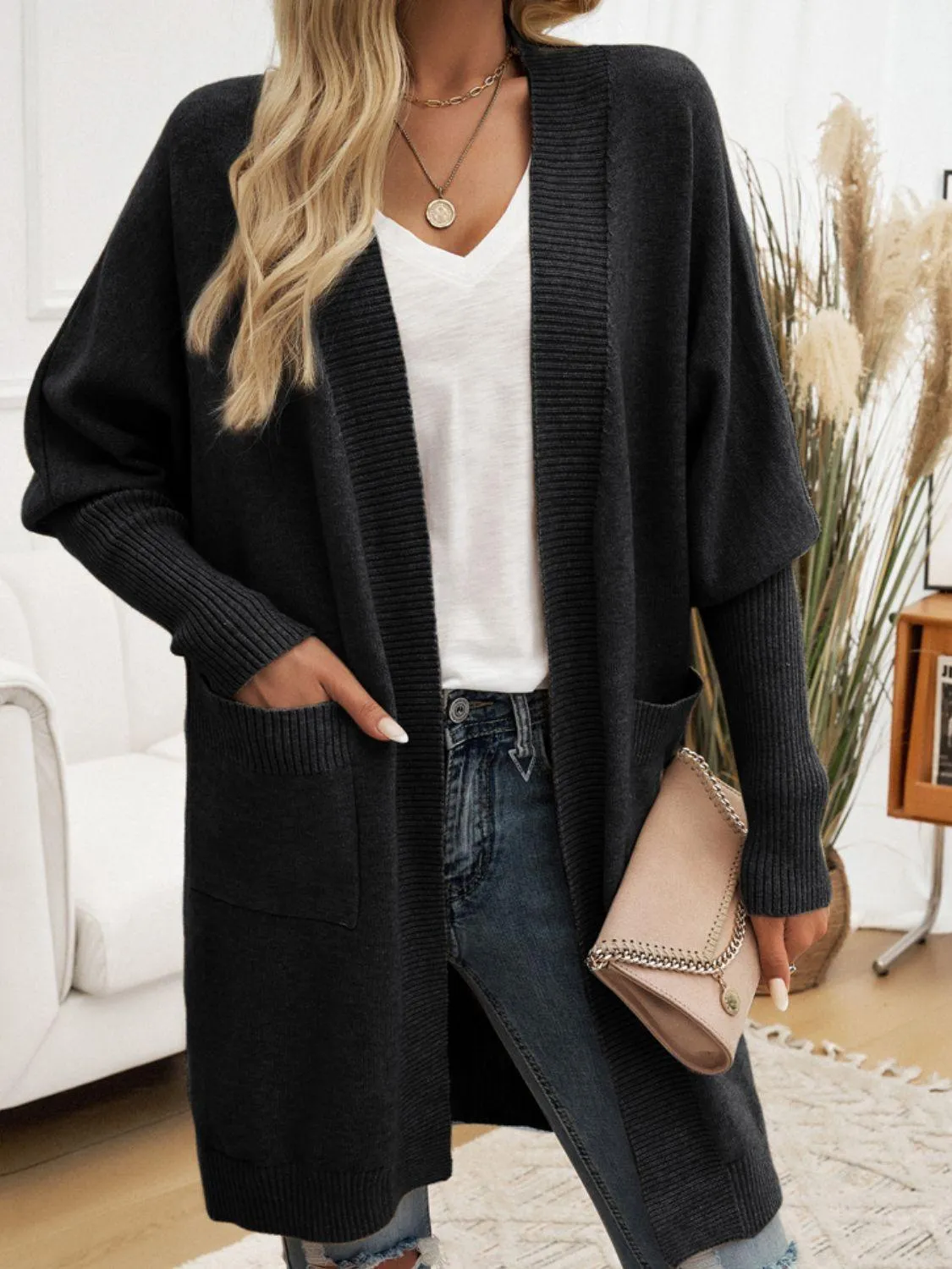 Cozy Open Front Long Sleeve Cardigan