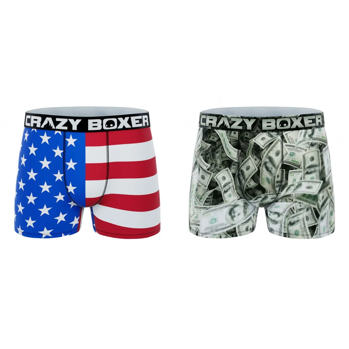 CRAZYBOXER America Money-Flag Men's Boxer Briefs (Pack 2)