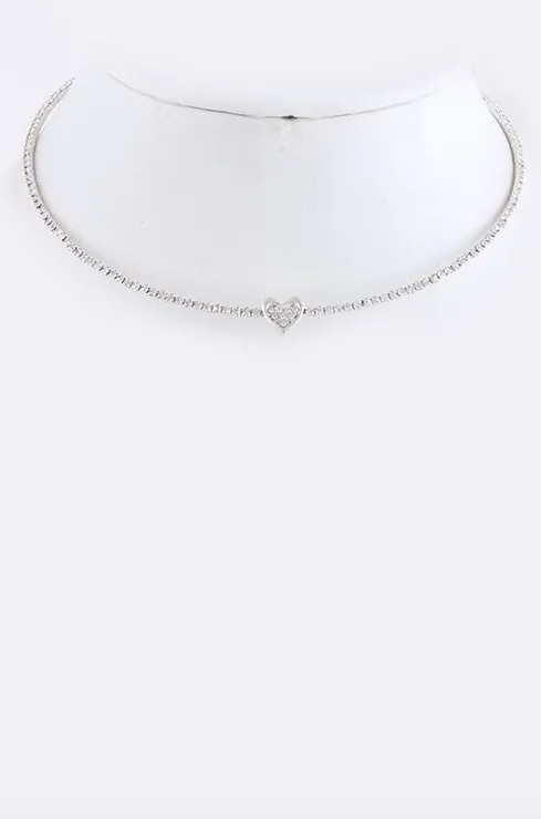 Crystal Heart Collar Necklace