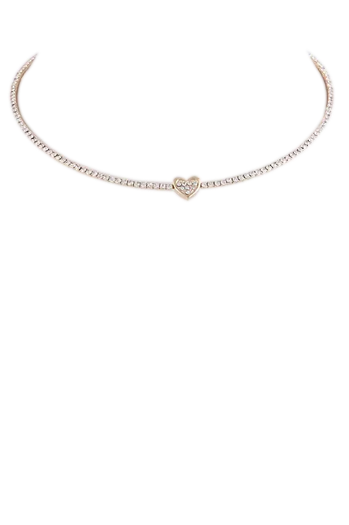 Crystal Heart Collar Necklace