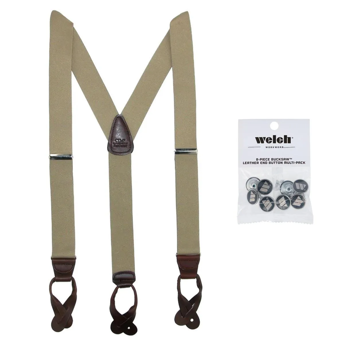 CTM® Men's Elastic Button End Dress Suspender with Bachelor Buttons