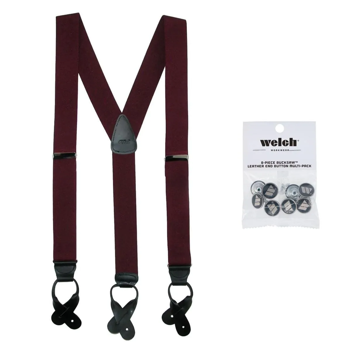 CTM® Men's Elastic Button End Dress Suspender with Bachelor Buttons