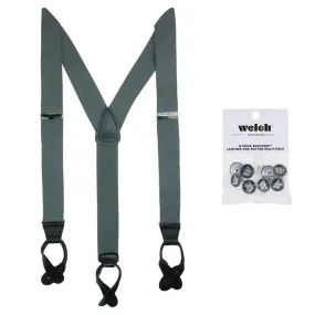 CTM® Men's Elastic Button End Dress Suspender with Bachelor Buttons