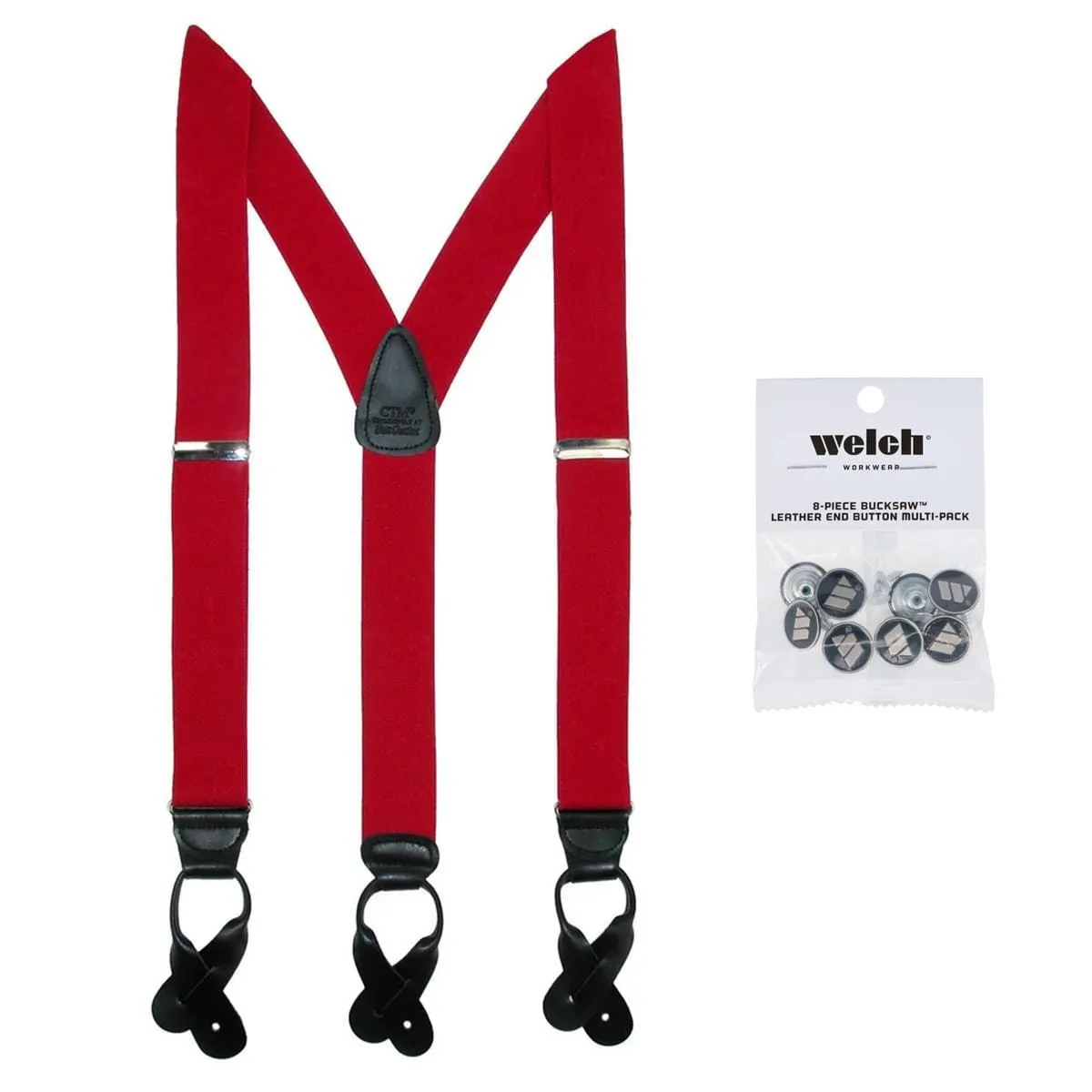 CTM® Men's Elastic Button End Dress Suspender with Bachelor Buttons