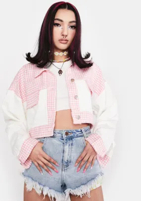 Cute Social Standing Crop Denim Jacket