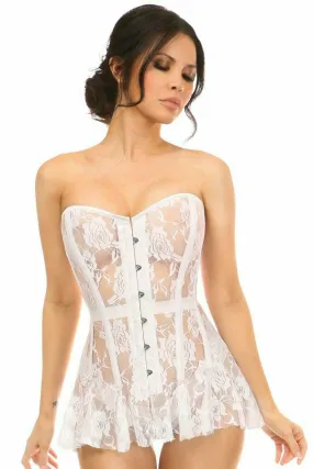 Daisy Corsets Lavish White Sheer Lace Corset Dress