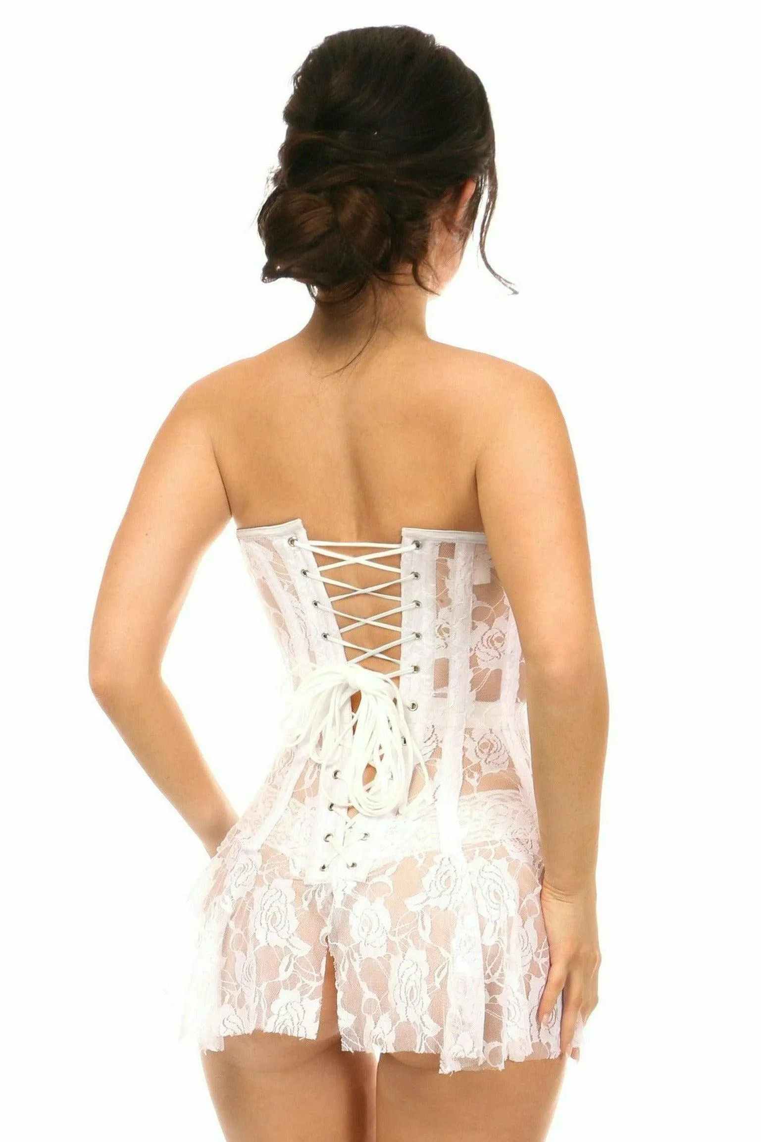 Daisy Corsets Lavish White Sheer Lace Corset Dress