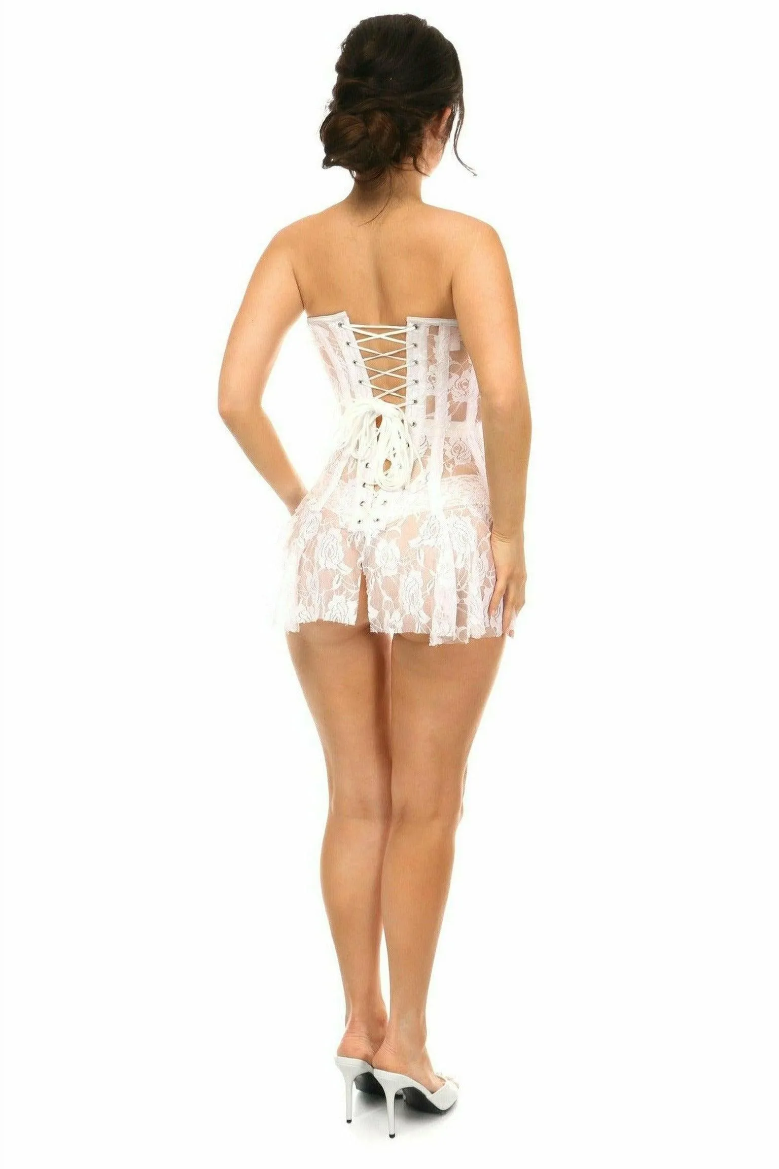 Daisy Corsets Lavish White Sheer Lace Corset Dress