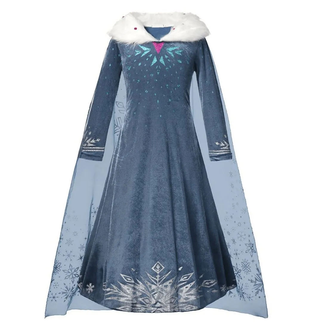 Dark Blue Snowflake Princess Dress