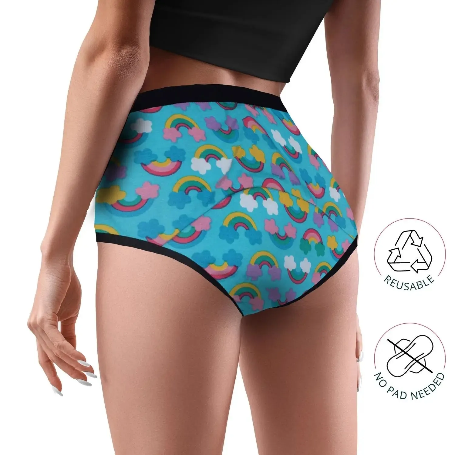 D'chica Rainbow Period Eco-Friendly Anti-Microbial Lining Panties - Blue Lining, PFOS PFAS Free