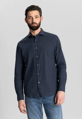 Detailed Cotton Shirt: Blue Nights