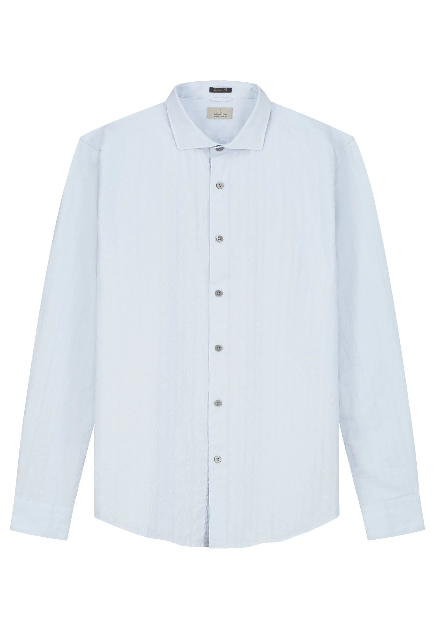 Detailed Cotton Shirt: Light Blue