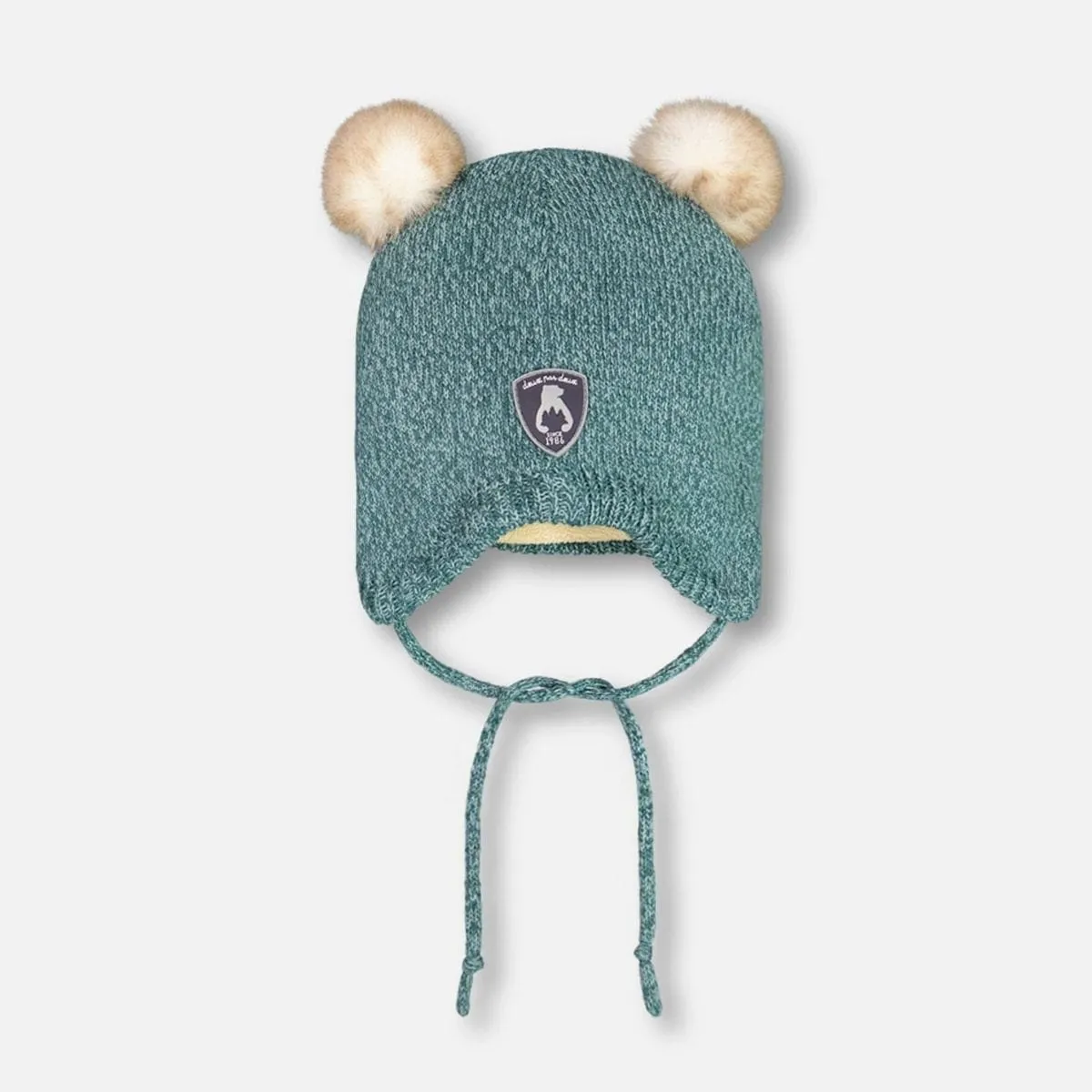 Deux Par Deux Peruvian Knit Hat - Verdigris Bear