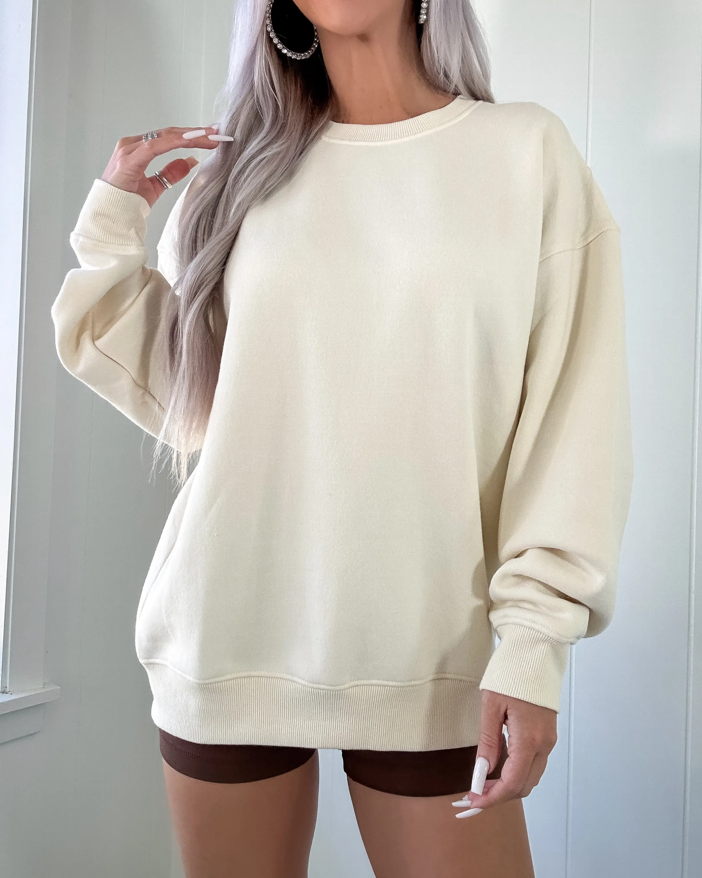 DOORBUSTER Ivory Oversized Fleece Sweatshirt