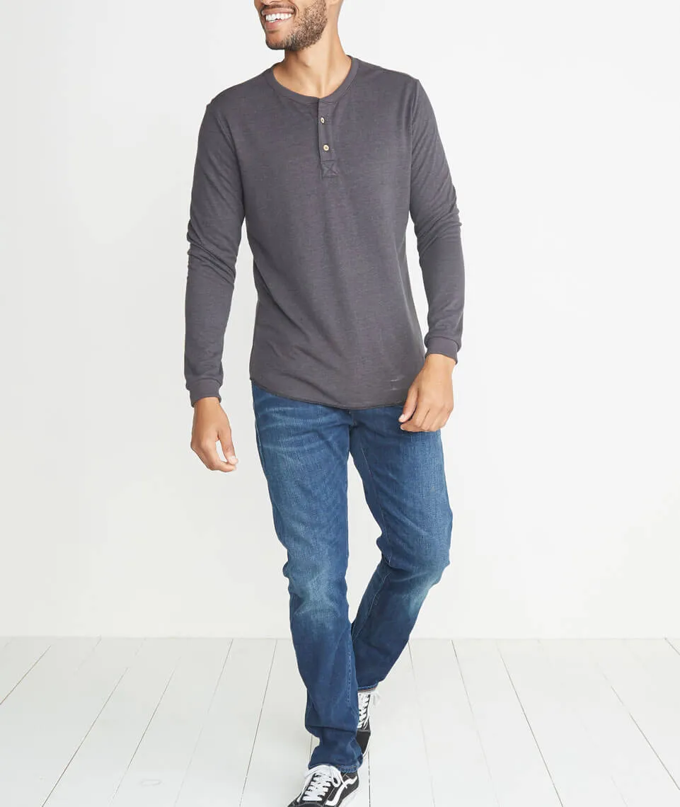 Double Knit Henley - Faded Black