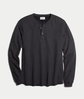 Double Knit Henley - Faded Black