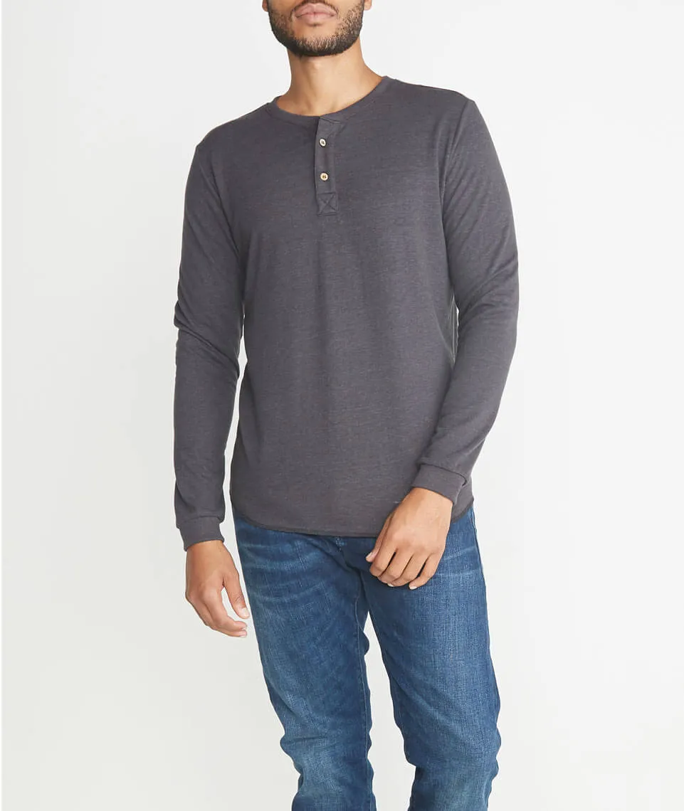 Double Knit Henley - Faded Black