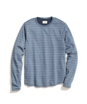 Double Knit Long Sleeve Crew in Mood Indigo/White Stripe