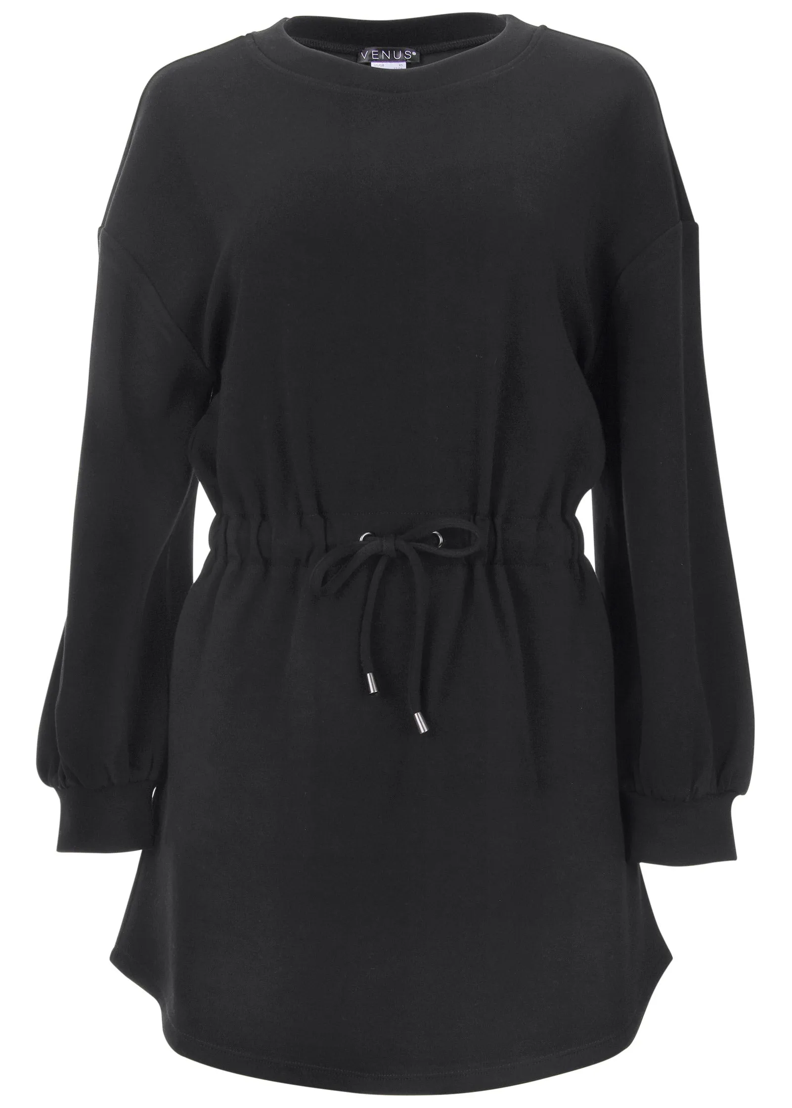 Double Knit Sleeved Dress - Black