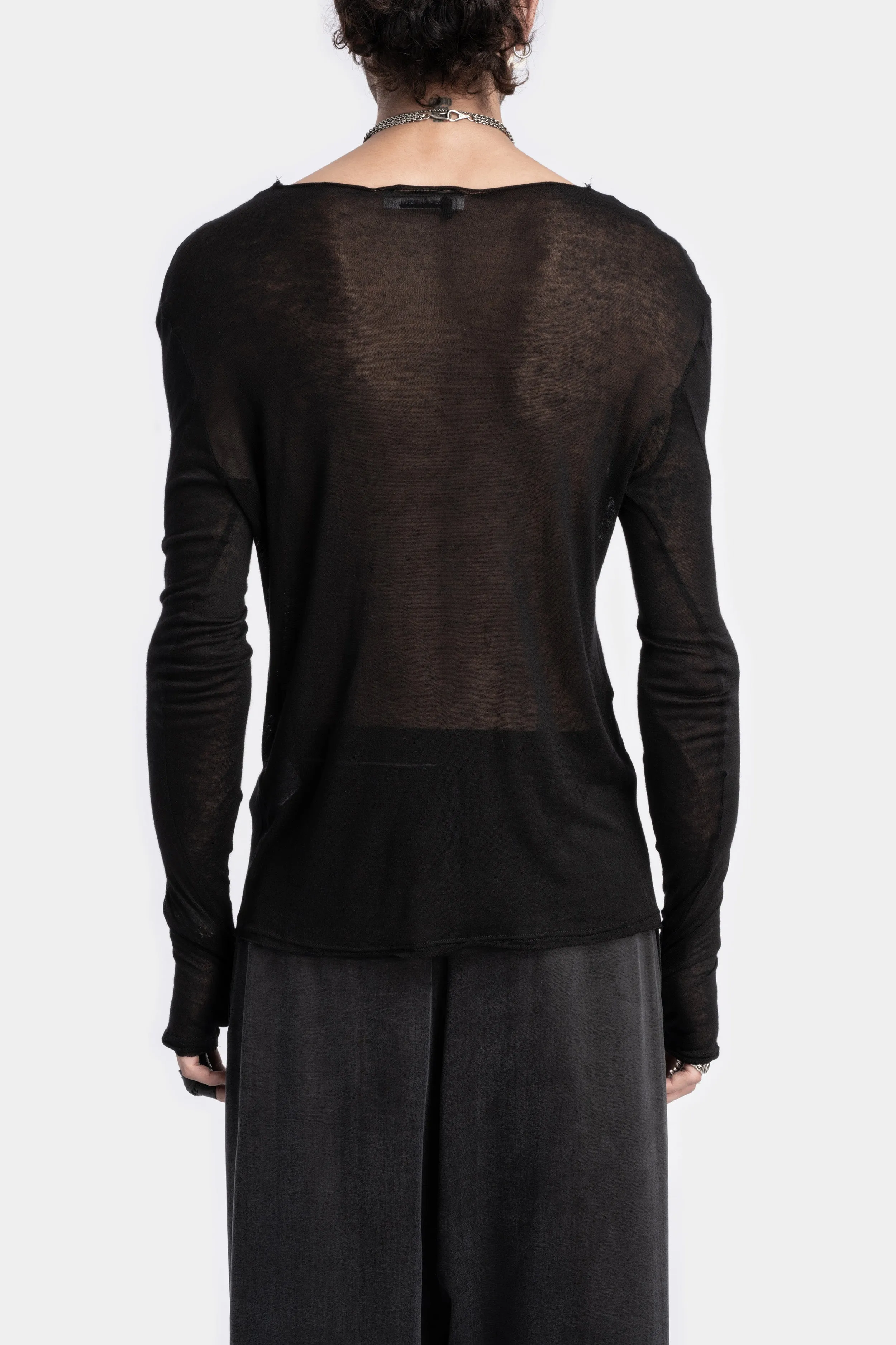 Drape neck lightweight knit sweater