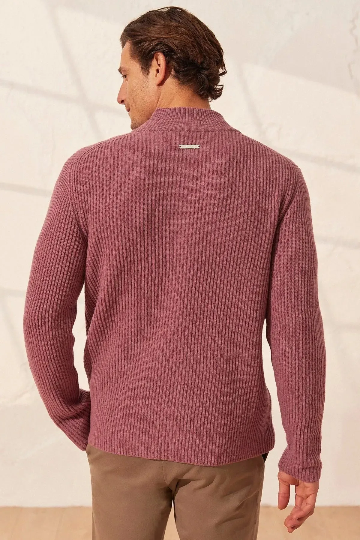 dustyy Rose Wool Fabio Men's Cardigan