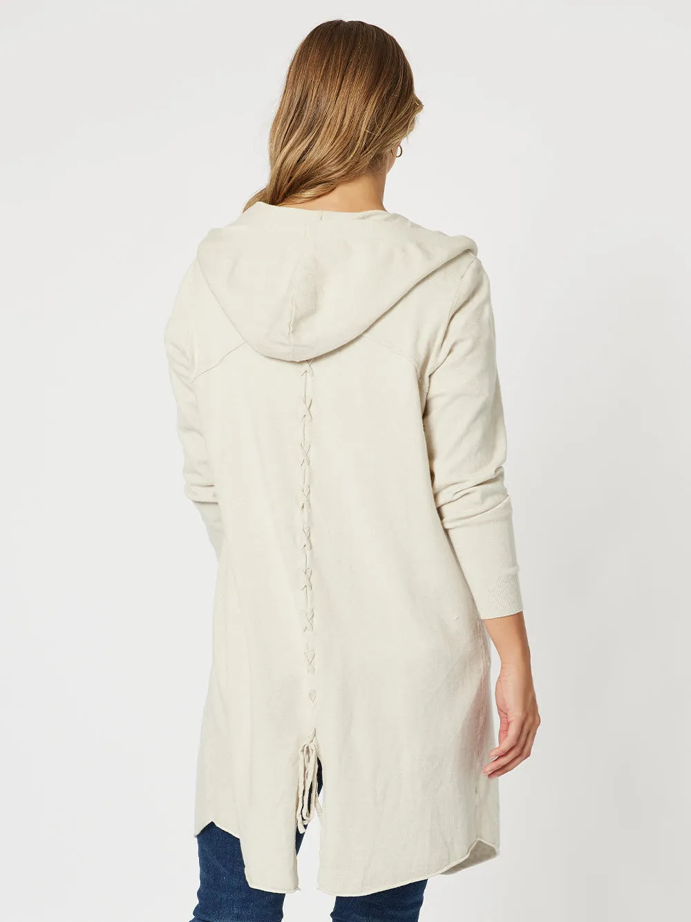 Ella Long Line Cardi - Natural