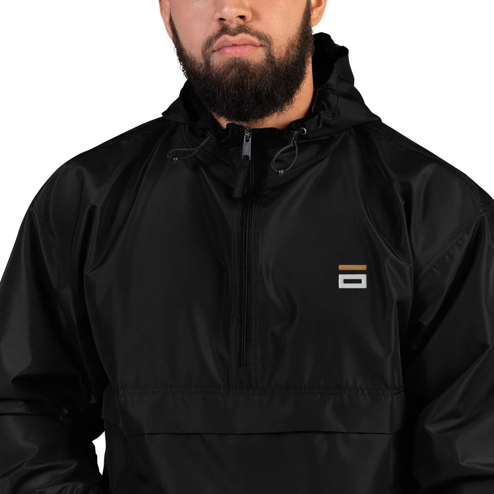 Embroidered Champion Packable Jacket Black