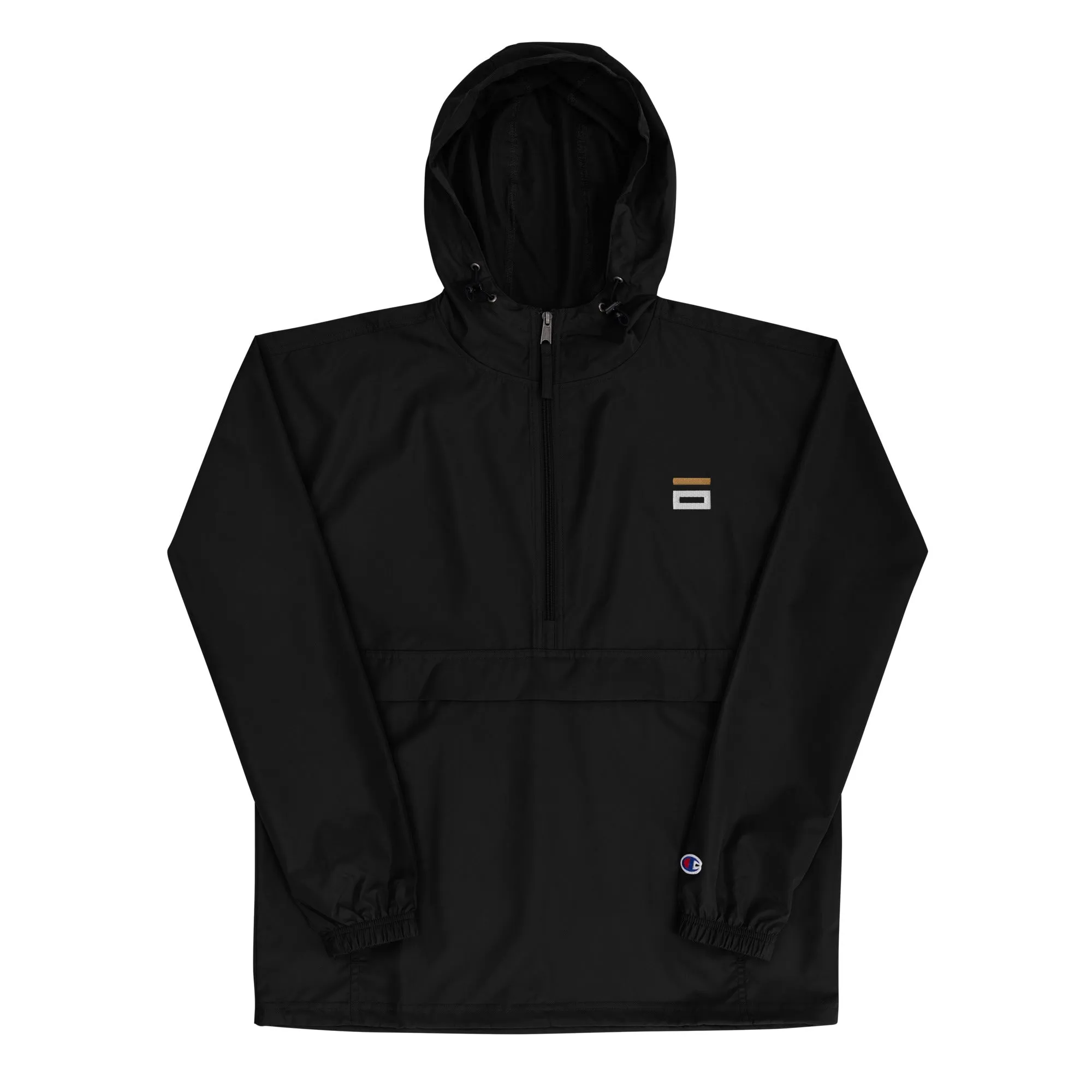 Embroidered Champion Packable Jacket Black