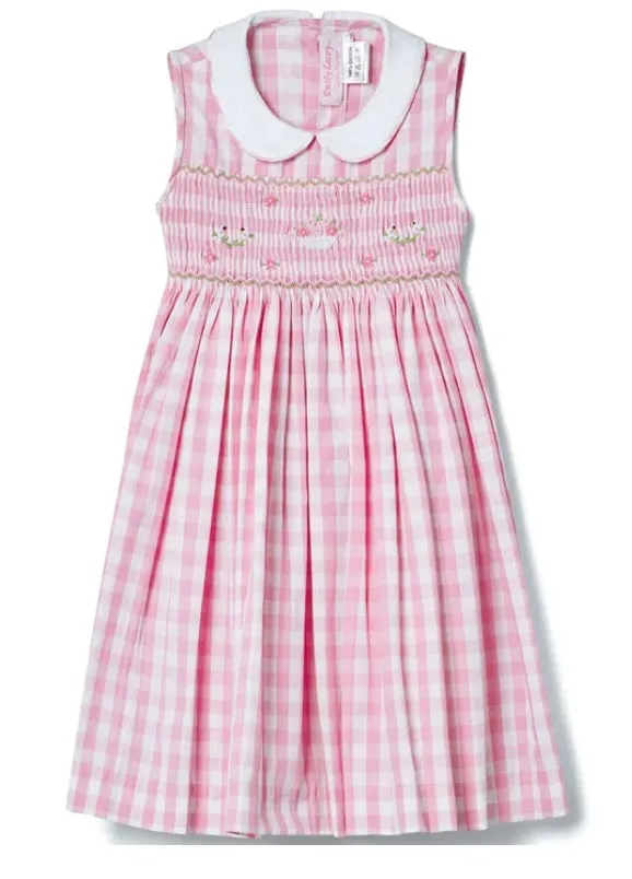 EMILY LACEY~Smocked gingham lovebird dress*** short sleeve